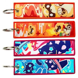 Yuewen Personalized Airplane Aviation Tags <b>Key</b> Chain Fabric <b>Custom</b> Woven Printing Keychain Anime Girl Keytag - Product Image 4