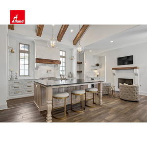 Mobile da <span class=keywords><strong>Cucina</strong></span> Bianco Incassato Stile Shaker Tradizionale Design Durevole Classico in Legno Massello di Ontano Verniciato con Isola in Marmo - Product Image 2