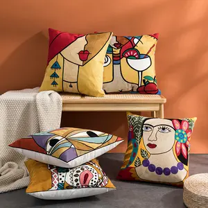 Embroidered Cushions Covers With Competitive Price Picasso Abstract Paintings Cushion Cover Throw Decorative Pillows Case