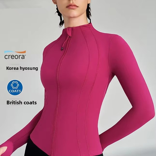 Sports Outdoor Fitness Yoga Top Zippered Long-Sleeve Outerwear Sun-Protective Stand-Up Collar Running Slim-Fit Quick Dry