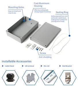 מזג אוויר הוכחת ip68 קיר הר אלומיניום מארז תיבה אלקטרונית
