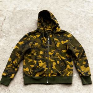 Sweat à capuche zippé personnalisé motif camouflage gaufré, DTG, style streetwear, épais, coupe oversize, délavé à l'acide, effet vieilli, brodé, unisexe, hiver - Product Image 1