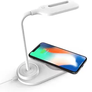 Modern LED Desk Reading Lamp with Wireless Charging Touch Control Eye-Caring Office Lamp for Night Reading DC Power Supply