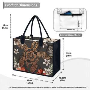 Bolsos de playa con estampado Tribal polinesio para mujer, flor de hibisco Hawaiano con <span class=keywords><strong>tatuaje</strong></span>, patrón de <span class=keywords><strong>tortuga</strong></span> marina, bolso de lona, bolsos de mano - Product Image 6