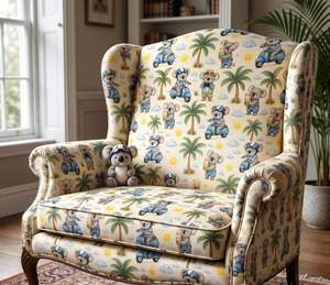 Tissu d'ameublement imprimé Koalas classiques sur scooters bleus au mètre – Motif animalier charmant pour meubles et décoration intérieure - Product Image 3