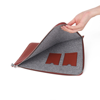 Étui pour ordinateur portable fin et portable, porte-téléphone/carte, en feutre et cuir véritable, pour Microsoft Surface Laptop I7, avec fermeture éclair