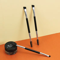 Pinceau à sourcils professionnel double embout plat avec poils synthétiques et manche en plastique, compatible avec le crayon à sourcils et le mascara