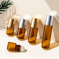 Flacons en verre cylindriques à bille pour distribution, mini 1ml 2ml 3ml 5ml, pour massage, parfum, huile essentielle, voyage, portables - type bouchon