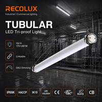 Lampu LED Tubular Tahan Cuaca 170lm/W IP69K dengan Casing PC/PMMA, Tahan Uap Amonia untuk Gudang Industri