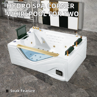 Bañera de Hidromasaje Rectangular Portátil de Acrílico para 2 Personas, de 1.2-1.7M, con Desagüe y Protector para Baño