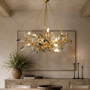 Lámpara de techo de cristal contemporánea con diseño de ramas irregulares, cadena de suspensión ajustable para comedor, lámpara colgante para el hogar. - Product Image 1