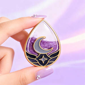 Nouvelles épingles à revers à paillettes liquides tendance, vente en gros, sable scintillant, décoration de vêtements, épingles, badge, épingles en émail métallique personnalisées, sable mouvant - Product Image 1