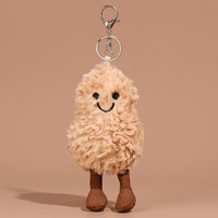 Porte-clés mignon en peluche 3D en forme de cacahuète de dessin animé avec mousqueton, pendentif de sac, cadeau pour fille, vente en gros