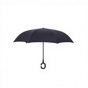 Modern Double Layer Inverted Reverse Folding <b>Windproof</b> Double Canopy Pongee <b>Umbrellas</b> Rubber J Shape Handle Manual Open 190T - Product Image 1