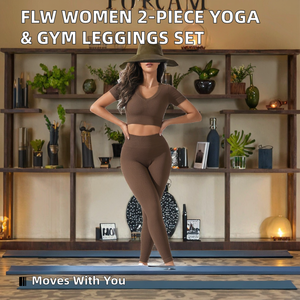 Conjunto Deportivo de 2 Piezas para Mujer FLW, Leggings de Cintura Alta con Elástico Frontal, Elásticos y Ajustables para Gimnasio y Yoga - Product Image 2