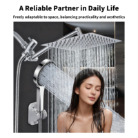 Ensemble de douche mural de luxe YEETE en acier inoxydable, mitigeur de douche chromé à double poignée, pommeau de douche carré effet pluie, style moderne pour hôtel