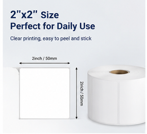2x2 Inch Direct Thermal Square <b>Labels</b> Core Black Back Perforated Barcode <b>Labels</b> - Product Image 3