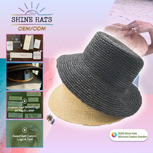 Sombrero de Paja de Rafia Negro <span class=keywords><strong>Mini</strong></span> Tejido a Mano con Logotipo Personalizado OEM Shinehats 2026 para Mujer, Sombrero de Verano - Product Image 6