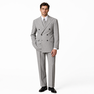 Costume <span class=keywords><strong>homme</strong></span> 2 pièces MTM sur mesure, style italien, en <span class=keywords><strong>laine</strong></span> mérinos <span class=keywords><strong>100</strong></span>% à torsades hautes, <span class=keywords><strong>blazer</strong></span> semi-entoilé croisé, pour tenue business décontractée - Product Image 1