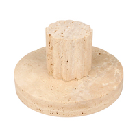 Plateau de décoration d'intérieur en marbre travertin rond beige de luxe en gros