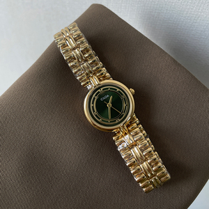 CILOA Montre pour femme avec cadran rond vert, bracelet en métal, montre-bracelet à quartz décontractée et tendance - Product Image 4