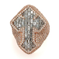 Big Iced Out Bling CZ Bague Croix Micro Pave Hip Hop Femmes Hommes Doigt Bijoux