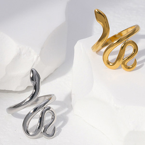 Anillos Ajustables Abiertos de Acero Inoxidable, Elegantes Anillos de Titanio con Forma de Serpiente para Hombre y Mujer, Venta al Por Mayor - Product Image 2