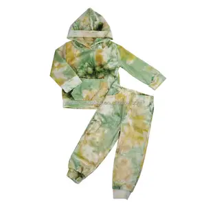 New Arrival Autumn Winter Long Sleeve Colorful Tie Dye Print Baby Top and Pant Hoodies Outfits Kids Boys Girls Trendy Clothing S