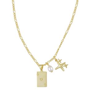 Collier pendentif en acier inoxydable plaqué or pour femmes, étanche, sans ternissure, pour cartes de <span class=keywords><strong>poker</strong></span> - Product Image 1
