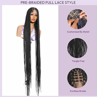 Perruque extra longue tressée sans nœuds de 50 pouces, cheveux synthétiques faits à la main, transparents, mi-légers, aspect naturel pour femmes