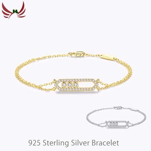 <span class=keywords><strong>Bracelet</strong></span> double chaîne de luxe avec <span class=keywords><strong>diamants</strong></span> mobiles et pavés de <span class=keywords><strong>diamants</strong></span>, bijoux raffinés pour femme, idéal pour le quotidien, cadeau d'anniversaire ou de Saint-Valentin - Product Image 1