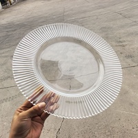 Assiette de présentation ronde en verre transparent pour mariage, événement, dîner, décoration de table, luxe, écologique, durable, pour la maison