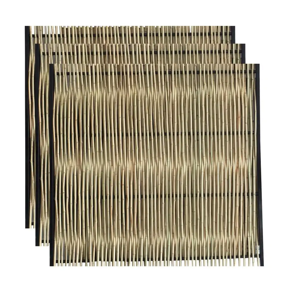 Stabiele Donkere Kleuren Metalen Frame Bamboe Vee Hek Buiten