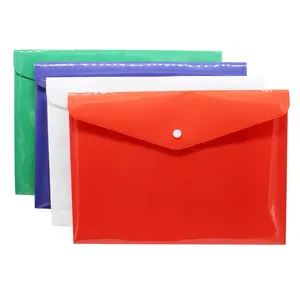 Warna Kustom PP Plastik A4 Amplop Dokumen Snap Closure Folder Tombol File Bag Pemegang Sertifikat