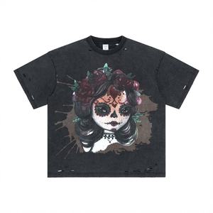 T-shirt épais et épais OEM 100% coton surdimensionné lavé à l'acide T-shirt personnalisé délavé Vintage Logo imprimé - Product Image 1