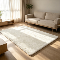 Tapis rectangulaire en peluche solide Starfish, blanc, polyester, antidérapant, avec envers en PVC, fabrication moderne, pour usage au bureau