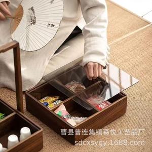 Caja de madera estilo chino para pastel de luna, de tres niveles, con asa, cuadrada, de nogal, hecha a mano, para regalo del Festival de Medio Otoño - Product Image 2