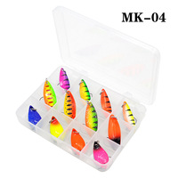 12 pièces cuillère à filature colorée leurre à la traîne appât dur cuillère en métal leurres de pêche kit compartiment mini boîte de matériel