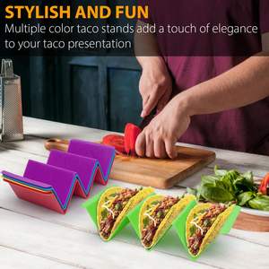 ที่วางทาโก้สำหรับครัว วางทาโก้ได้ 3 ชิ้น ทำจากพลาสติกแข็ง ชุดถาดเสิร์ฟสำหรับงานปาร์ตี้ สำหรับทาโก้เปลือกแข็งและเปลือกอ่อน ตอร์ติญ่า - Product Image 3