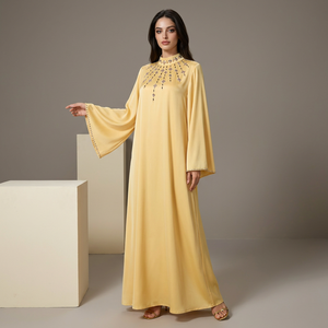 ชุดเดรสอิสลามประดับลูกปัดสำหรับผู้หญิง แขนกว้าง สำหรับงานทางการ ผู้ผลิต OEM - Product Image 1
