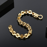 Nouveau Bracelet Punk Homme en Fer Électroplaqué, Style Européen et Américain, Créatif, Patchwork, Squelette Polygone, Tendance