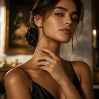 Bague de fiançailles pour femme en argent 925 avec moissanite taille émeraude VVS couleur D, large bande, certificat GRA - En stock, en promotion