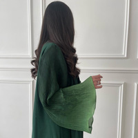 Bleu Rouge Vert Facile À Flux Ouvert Abaya Doux Ombre Plissé Manches Cloche Boho Relax Fit Confortable Simple Usage Quotidien