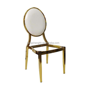 Silla de Boda de Lujo con Respaldo Redondo, Metálica, Cromada en Oro, para Hotel o Salón de Banquetes - Product Image 2