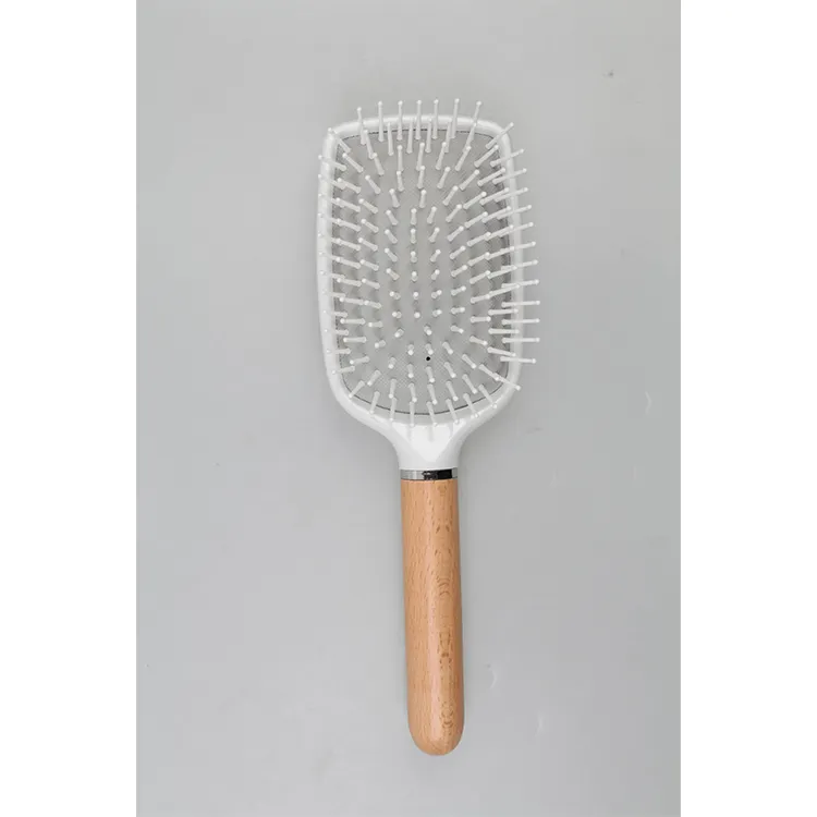 Eureka 9591CFW Nylon Comb Teeth Beech Wooden Massage Wig Brush Hair Detangle Brush For Extensions Hair