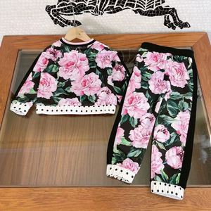 Ensemble de survêtement pour filles, sweat-shirt + pantalon, 2 pièces, coton floral, tenue de jogging d'automne - Product Image 1