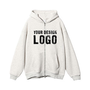 Sweat-shirts pour hommes surdimensionnés en coton avec broderie de logo personnalisée, fermeture éclair intégrale, vente en gros, fermeture éclair double extrémité, sweat-shirts pour hommes grande taille - Product Image 2