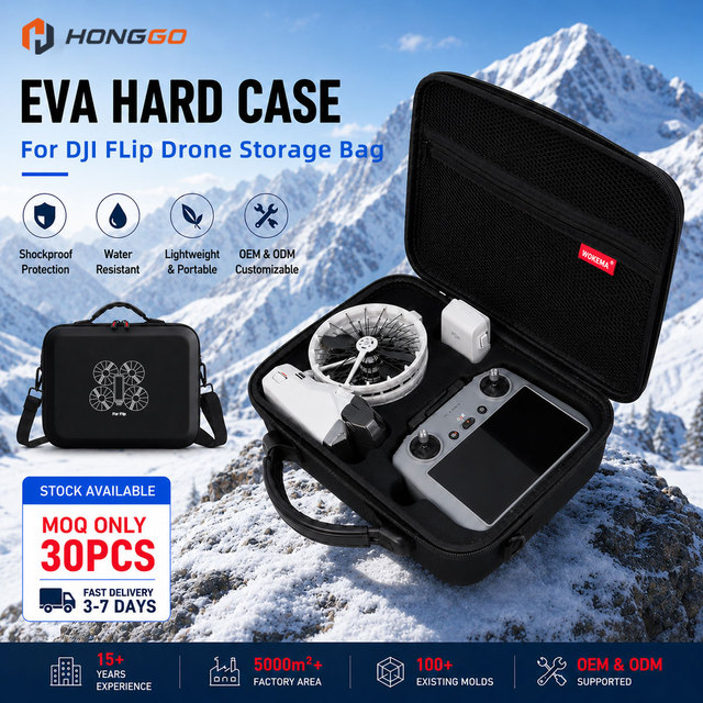 Waterproof Shockproof EVA Carrying Case for DJI Flip Drone with Precise Molded Slots and Metal Zipper Custom EVA Case Waterproof