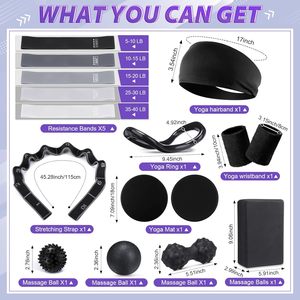 24Pcs Home Pilates Essentials <b>Kit</b> for Women Pilates Equipment Ring and Ball Set with Stretching Strap Water Bottle, <b>Magic</b> Circle - Product Image 3