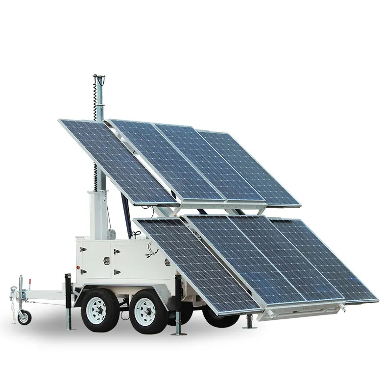 Mobilen Anhänger Generator Wertigen Mast Hydraulische Solar Power System Station Für Bergbau Bau